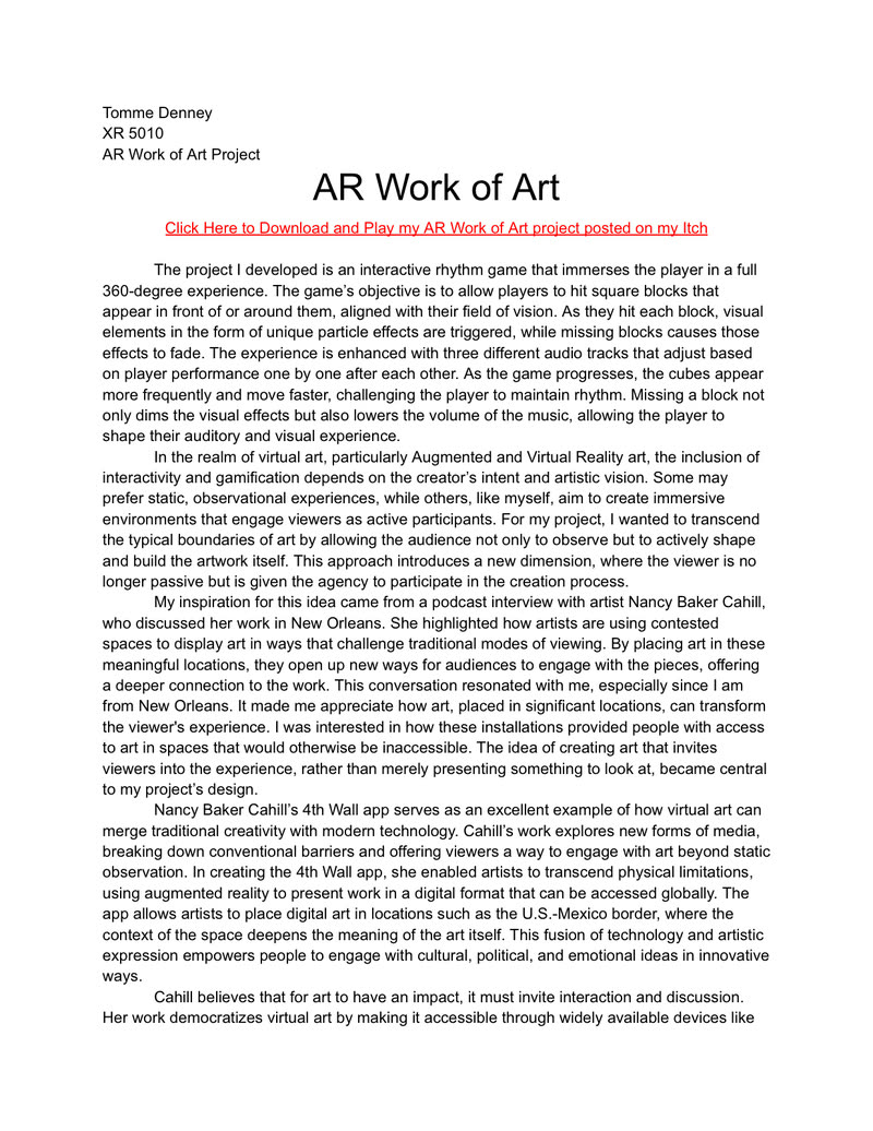 Project write-up — first page